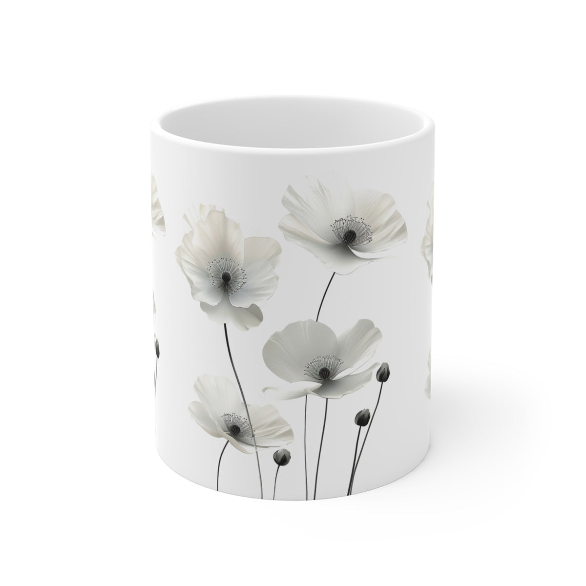 Transparent Flowers Mug, Watercolor Wildflowers Coffee Mug, Gift for her, Spring Mug