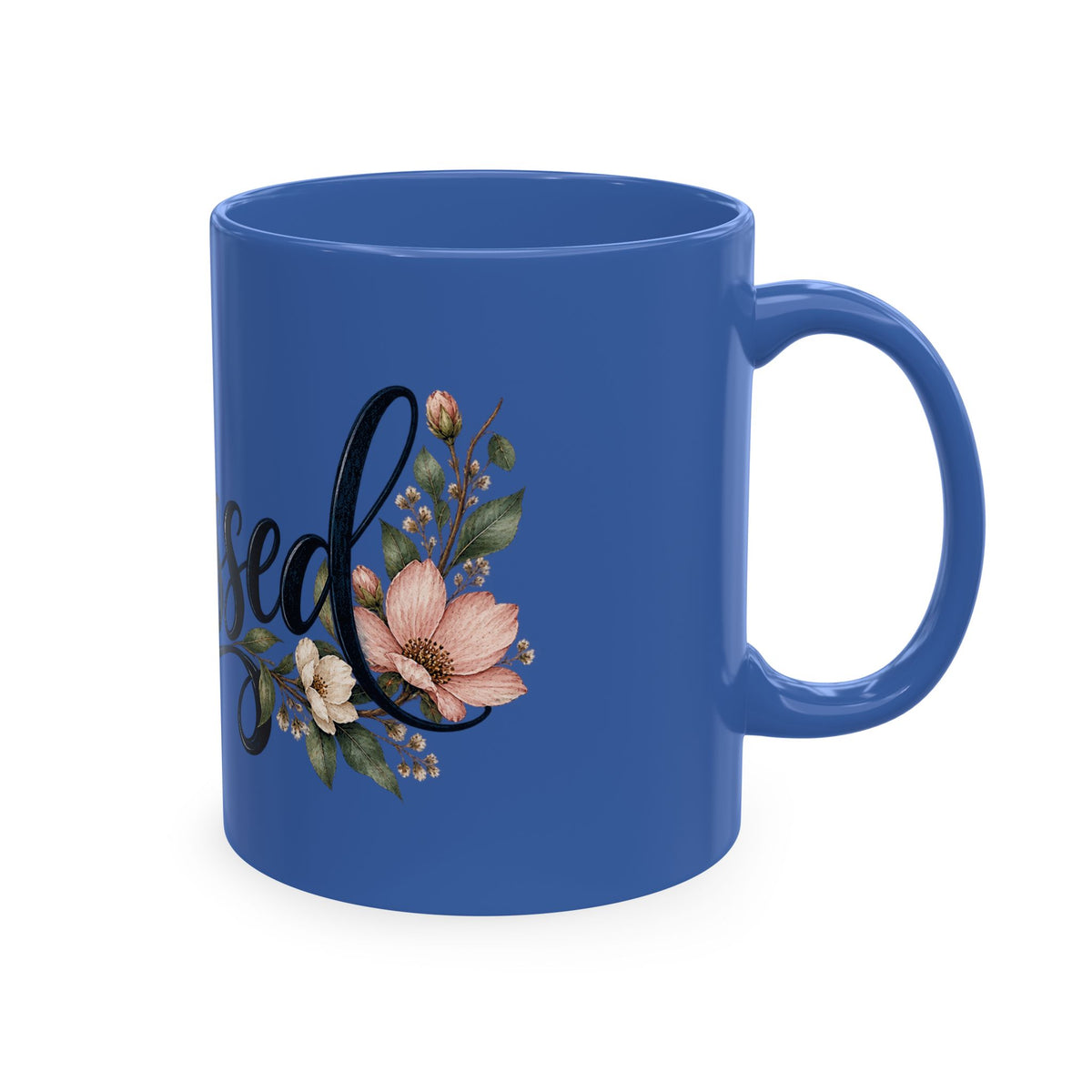 Blessed Floral Ceramic Mug — Inspirational Coffee Cup