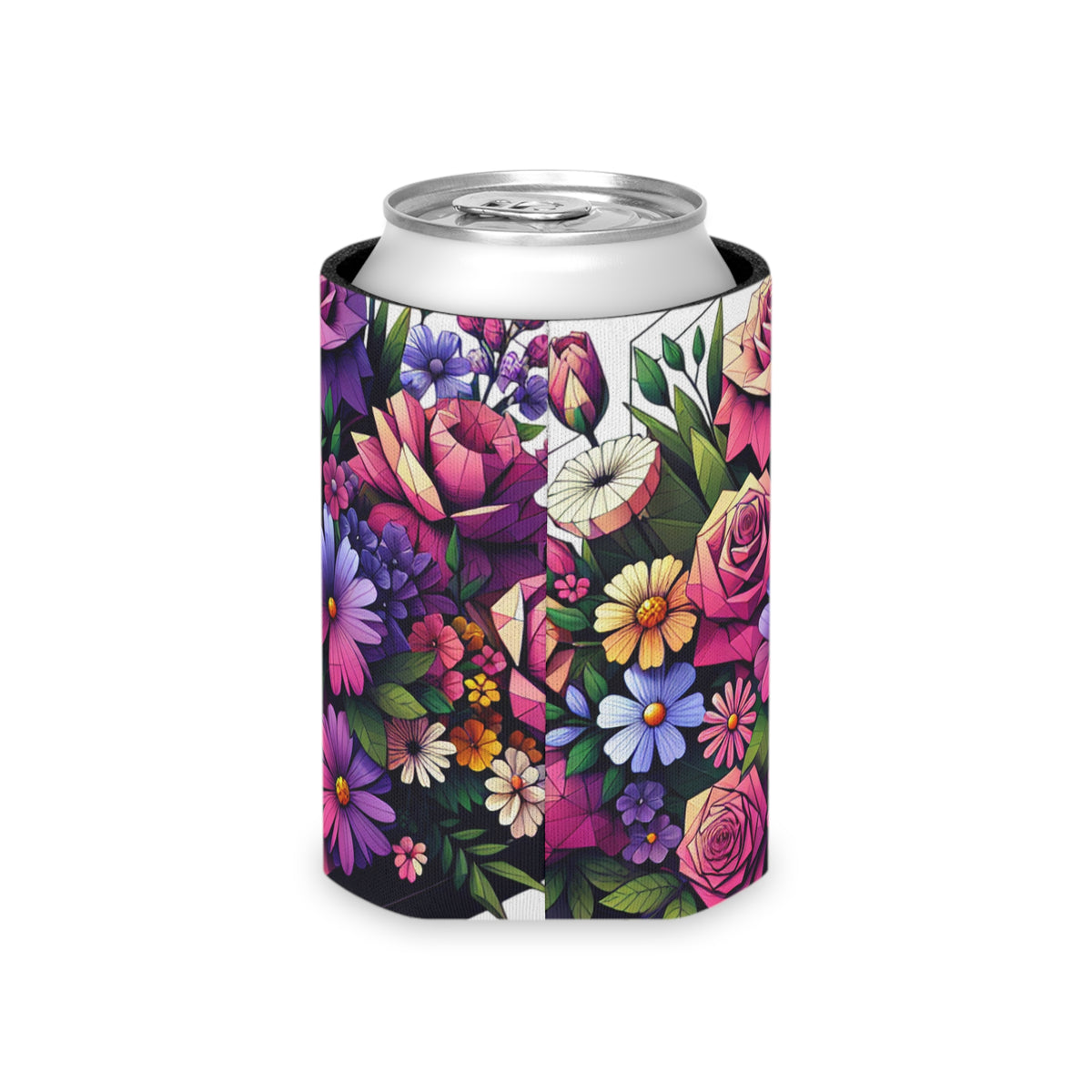 Floral Can Cooler - Drink Sleeve, Beverage Holder, Insulated Coozie, Flower Patterned Coolie, Summer Party Favor