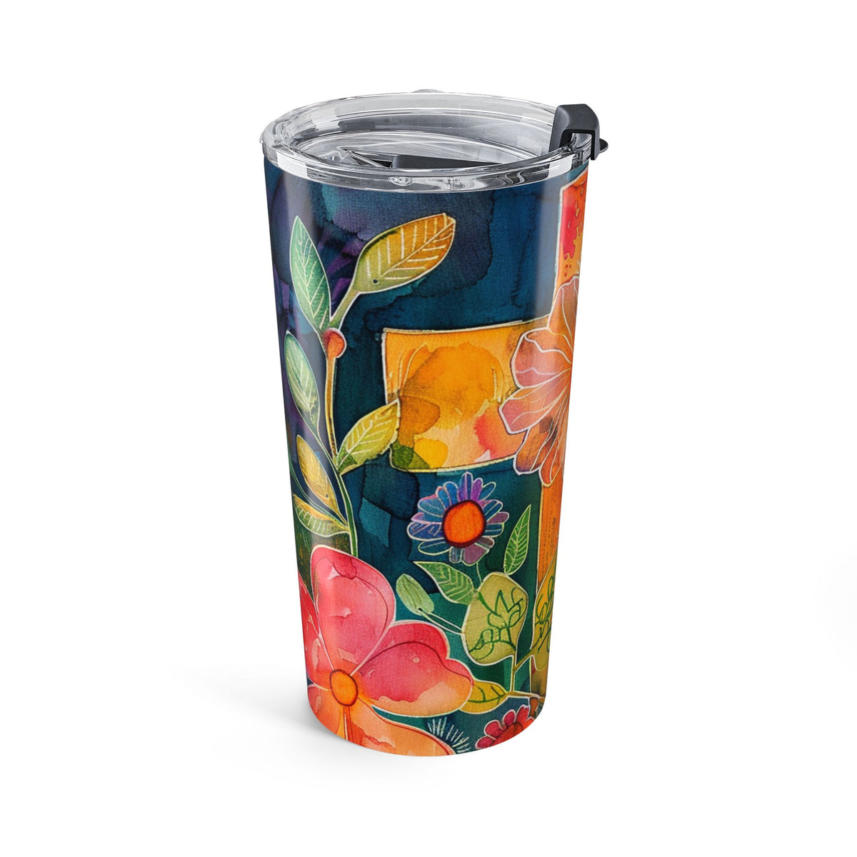 Cross and Whimsical Flowers Tumbler 20oz