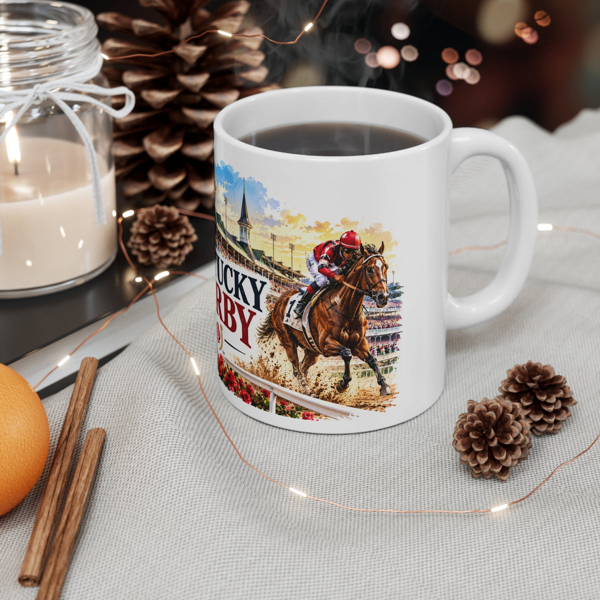 Kentucky Derby 11oz Coffee Mug – Roses & Churchill Downs Souvenir