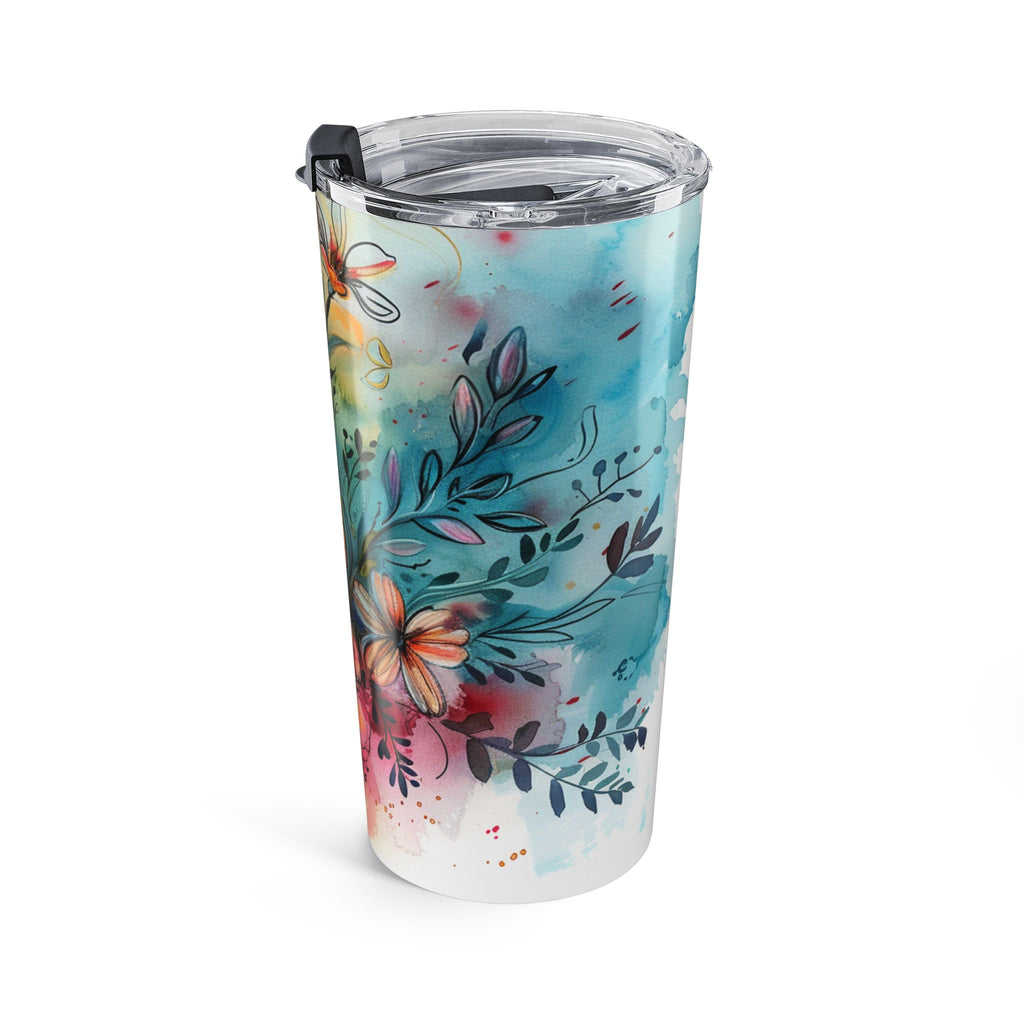 Whimsical Flowers and Cross Tumbler 20oz