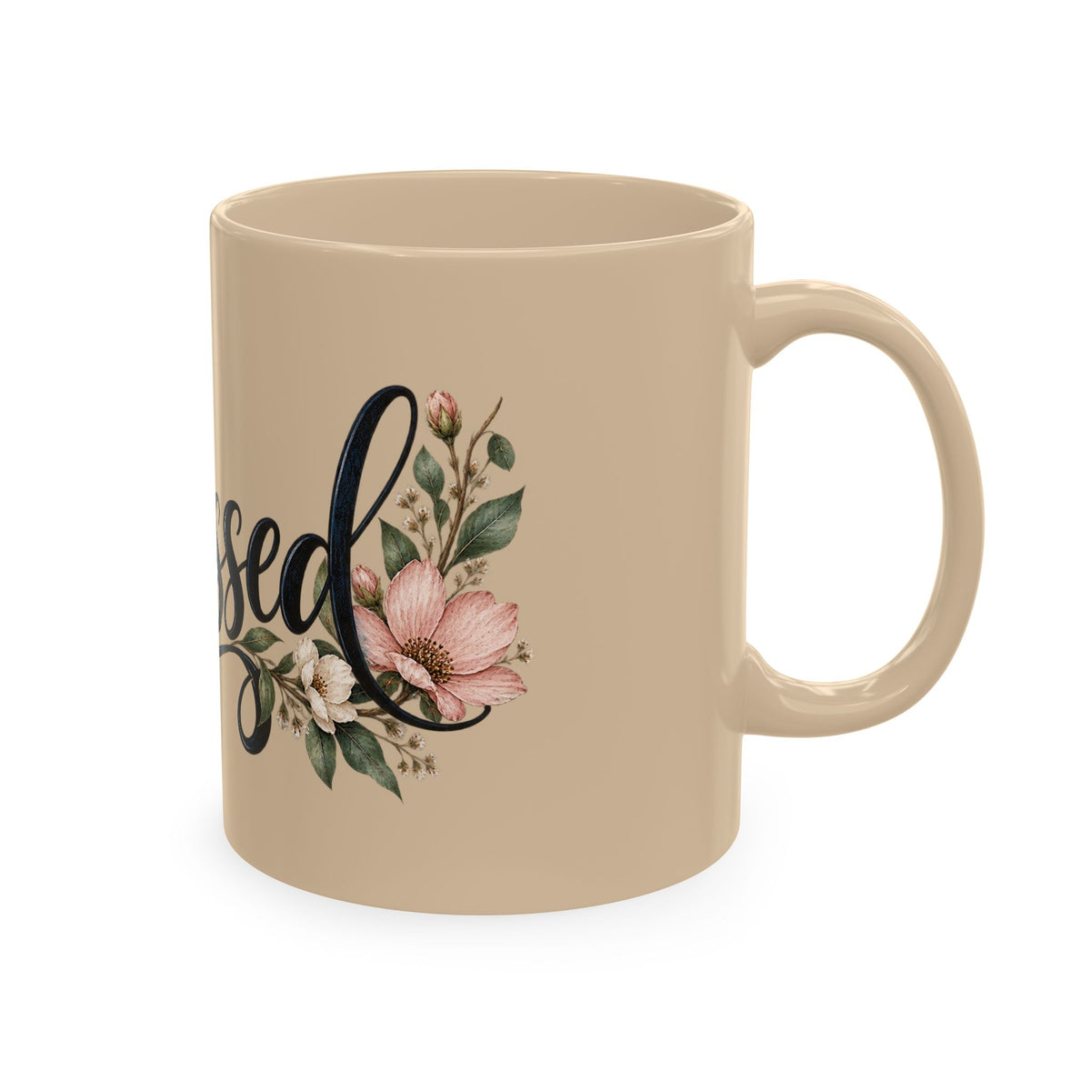 Blessed Floral Ceramic Mug — Inspirational Coffee Cup