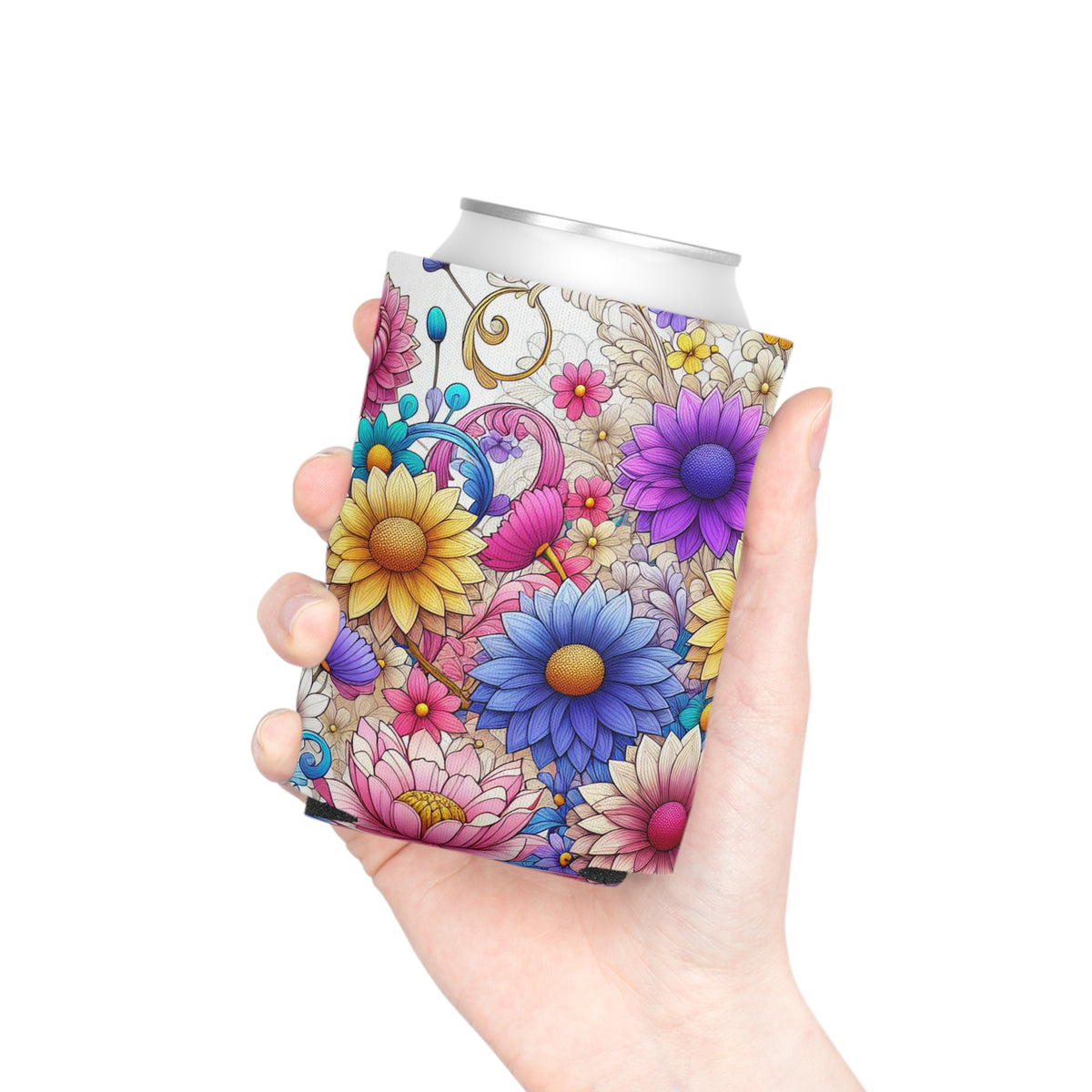 Floral Can Cooler - Insulated Beverage Holder for Cold Drinks, Outdoor Events, Summer Picnics, Wedding Favors, Gift Idea, Party Supplies