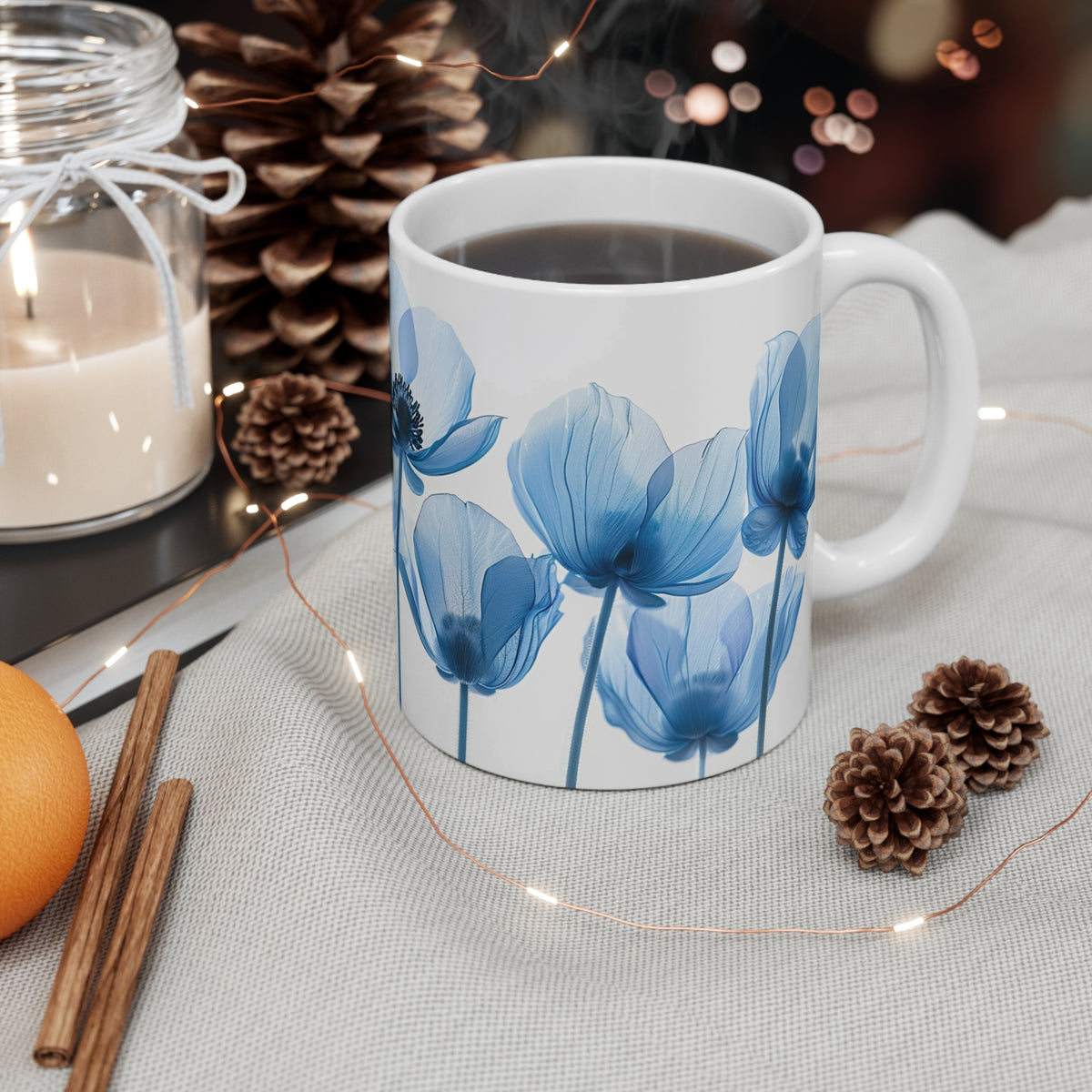 Transparent Flowers Mug, Watercolor Wildflowers Coffee Mug, Gift for her, Spring Mug