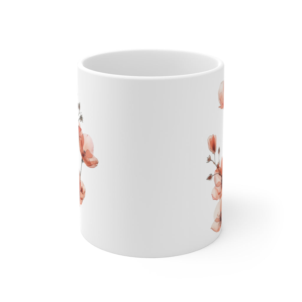 Transparent Flowers Mug, Watercolor Wildflowers Coffee Mug, Gift for her, Spring Mug