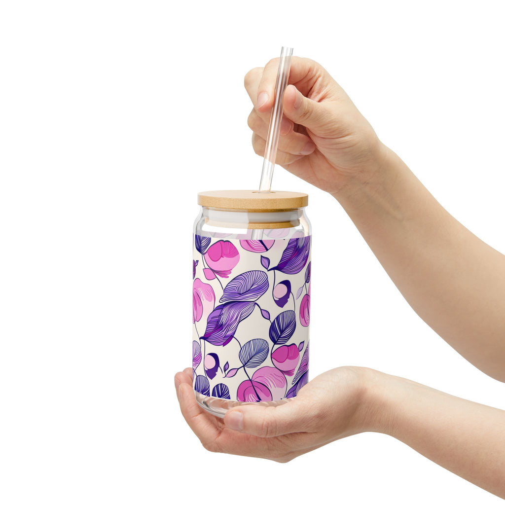 Floral Stained Glass Sipper Glass, 16oz