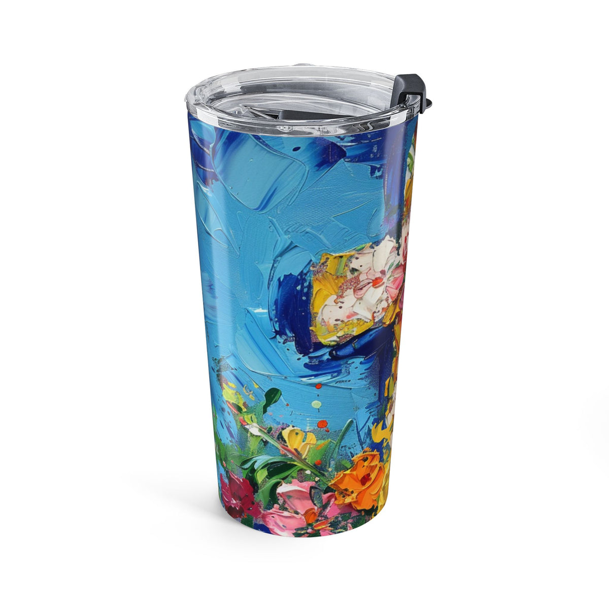 Monet Style Cross and Flowers Tumbler 20oz