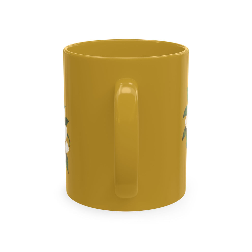 Kentucky Magnolia Ceramic Mug — State Script Coffee Cup with Floral Design