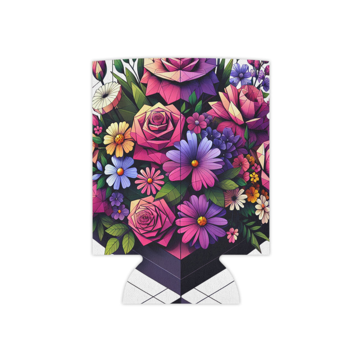 Floral Can Cooler - Drink Sleeve, Beverage Holder, Insulated Coozie, Flower Patterned Coolie, Summer Party Favor