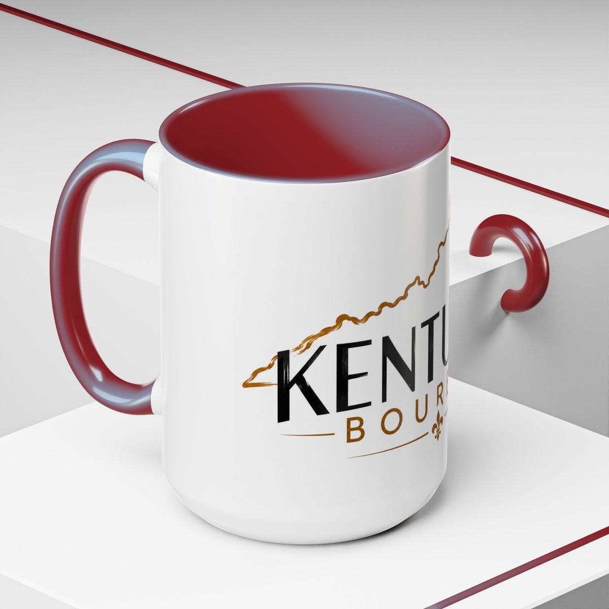 Kentucky Bourbon Accent Coffee Mug — State Outline Coffee Cup (11/15oz)