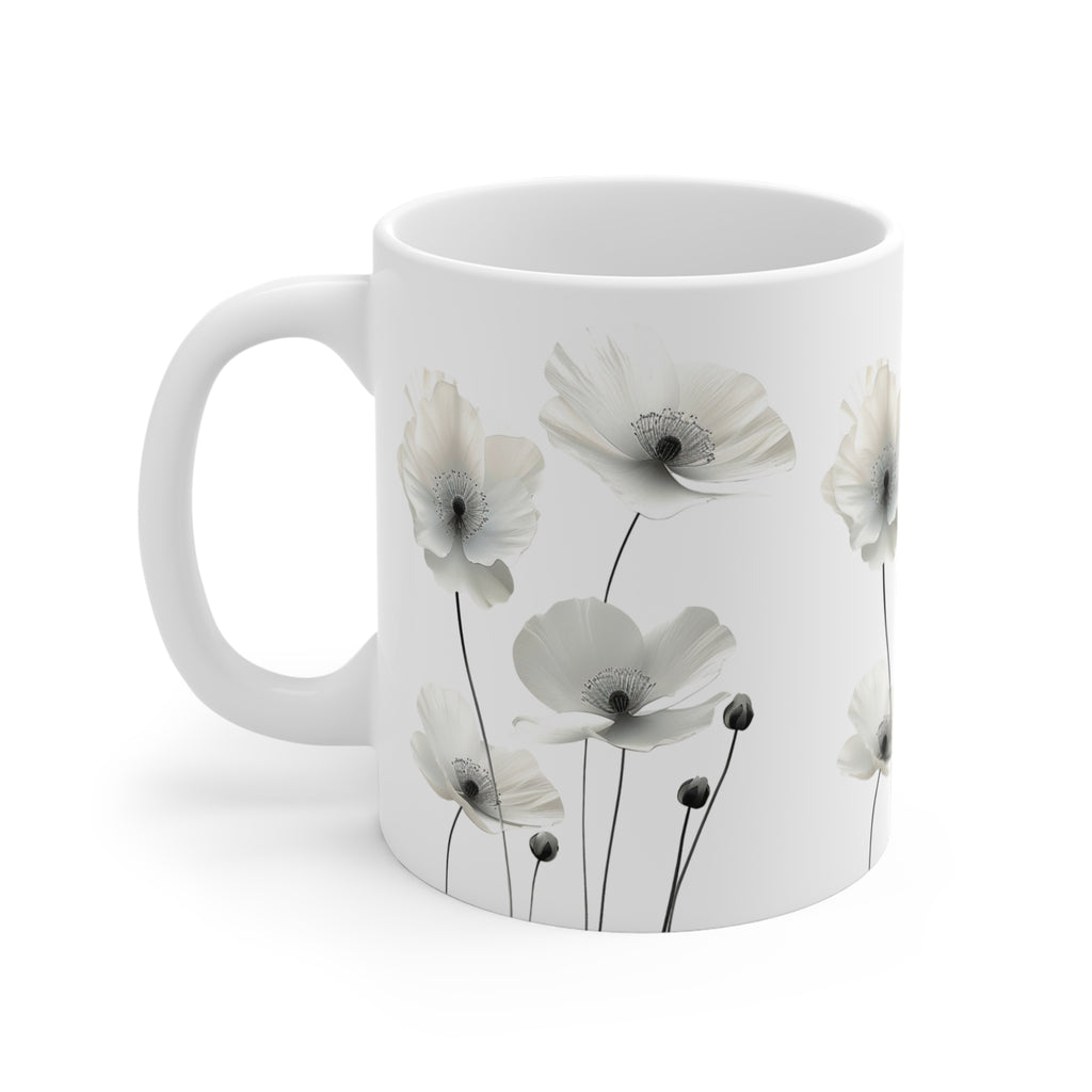 Transparent Flowers Mug, Watercolor Wildflowers Coffee Mug, Gift for her, Spring Mug