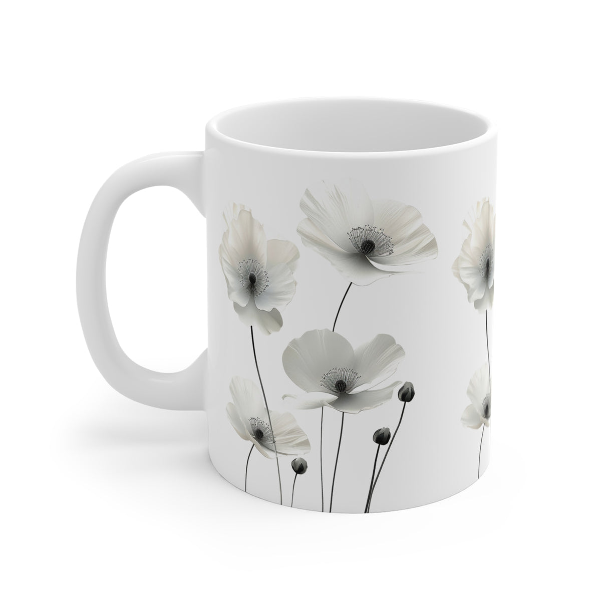 Transparent Flowers Mug, Watercolor Wildflowers Coffee Mug, Gift for her, Spring Mug