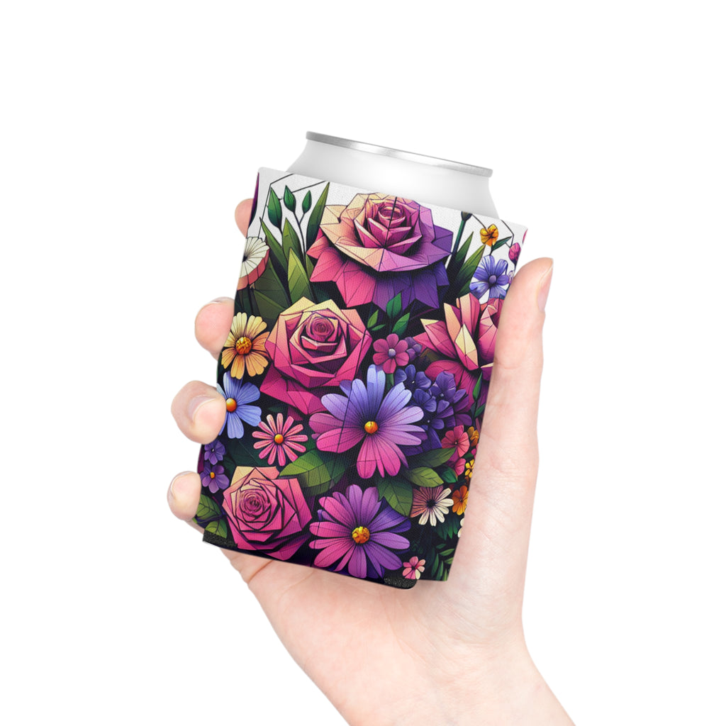 Floral Can Cooler - Drink Sleeve, Beverage Holder, Insulated Coozie, Flower Patterned Coolie, Summer Party Favor