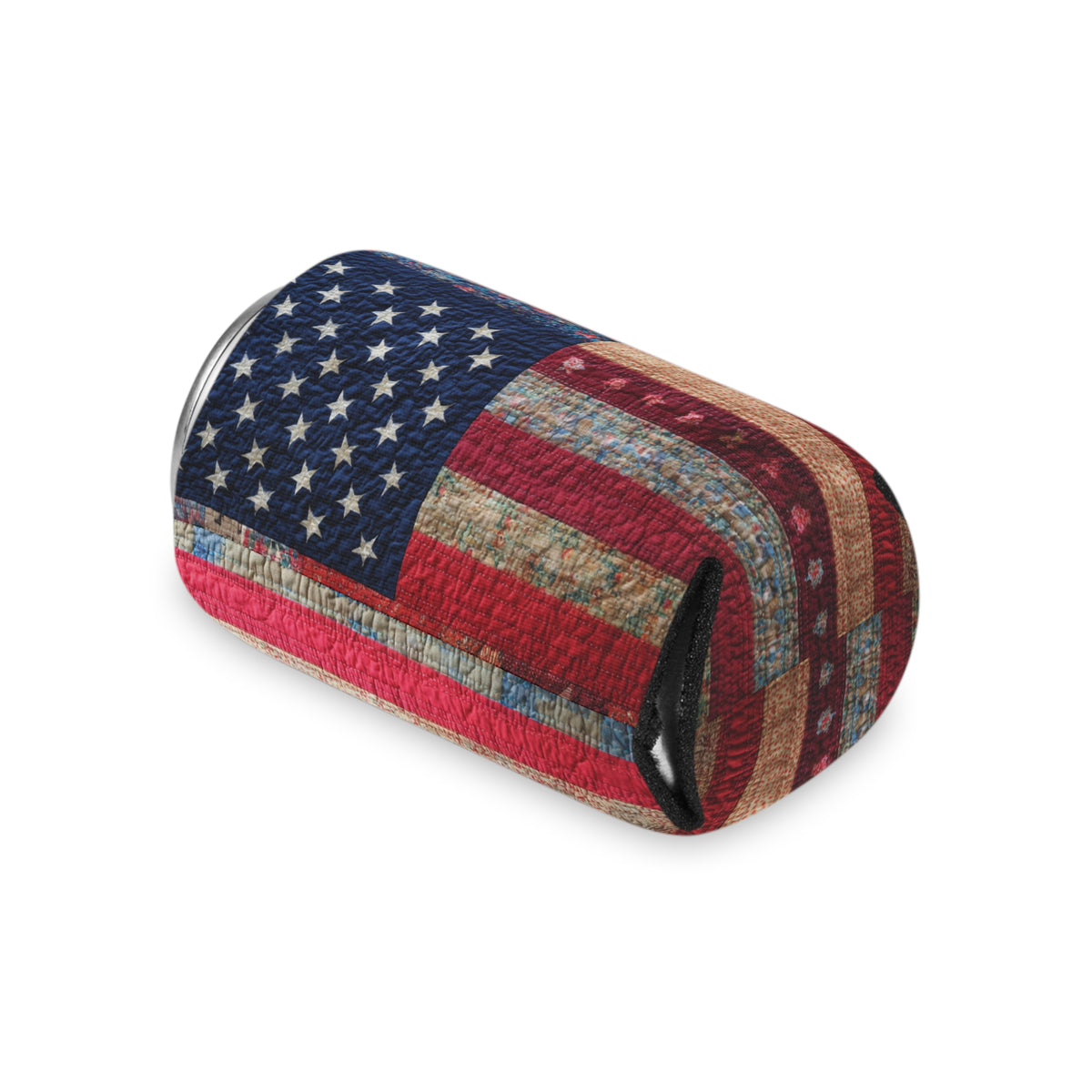 Distressed American Flag Can Cooler | Patriotic Beverage Koozie