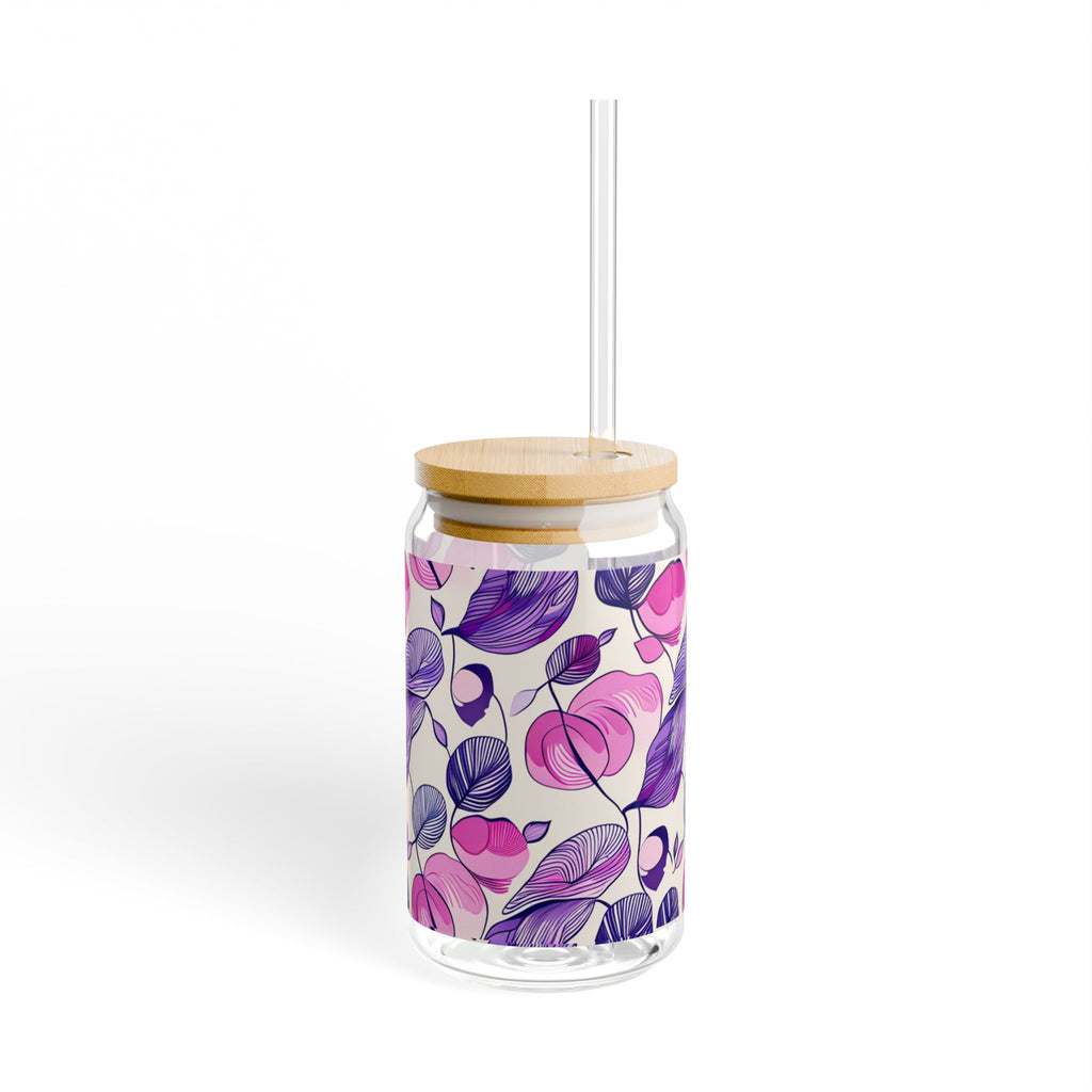 Floral Stained Glass Sipper Glass, 16oz