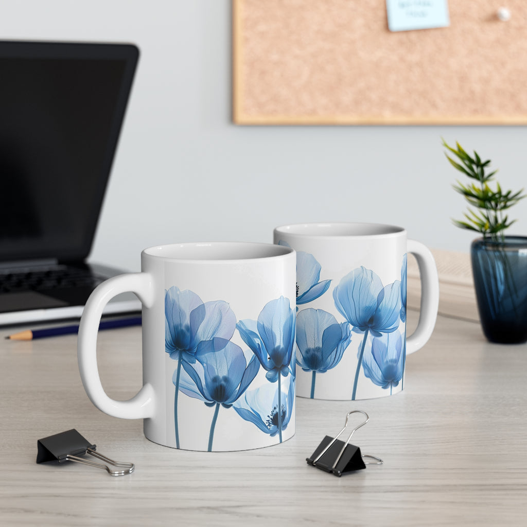 Transparent Flowers Mug, Watercolor Wildflowers Coffee Mug, Gift for her, Spring Mug