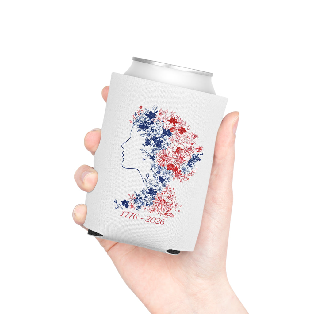 Liberty Floral Profile Can Cooler | 1776-2026 Red White Blue
