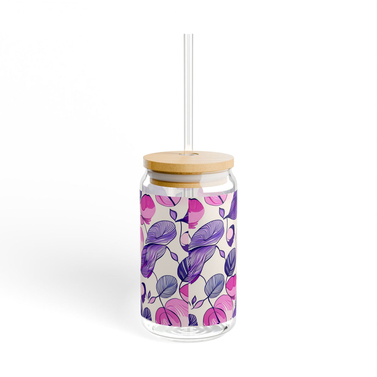 Floral Stained Glass Sipper Glass, 16oz