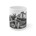 Derby Hat & Roses 11oz Coffee Mug — Vintage Horse Racing Track Illustration