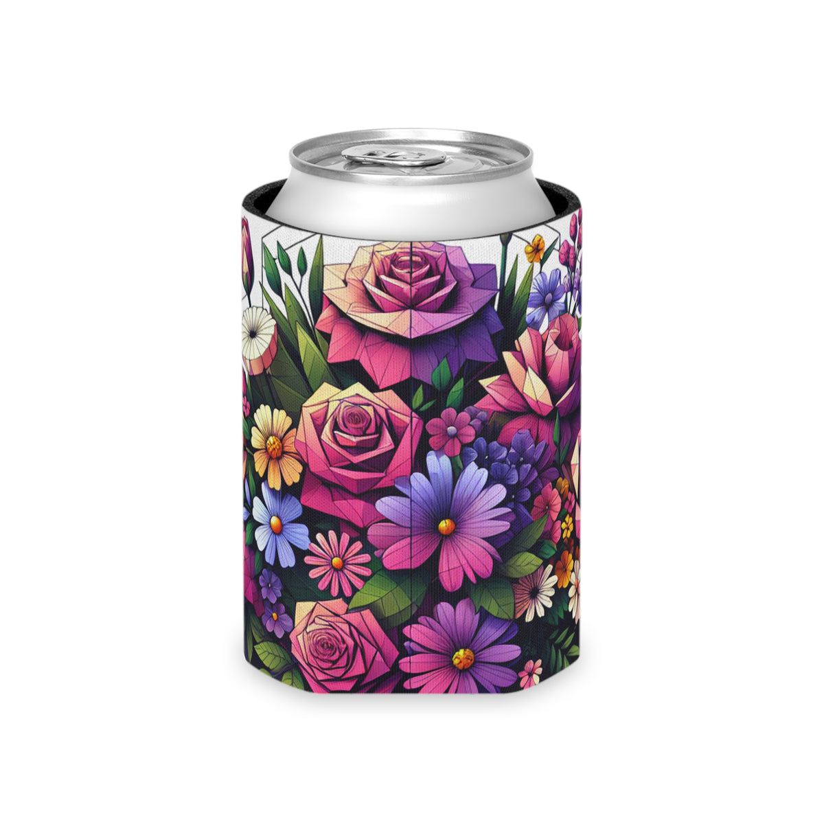 Floral Can Cooler - Drink Sleeve, Beverage Holder, Insulated Coozie, Flower Patterned Coolie, Summer Party Favor
