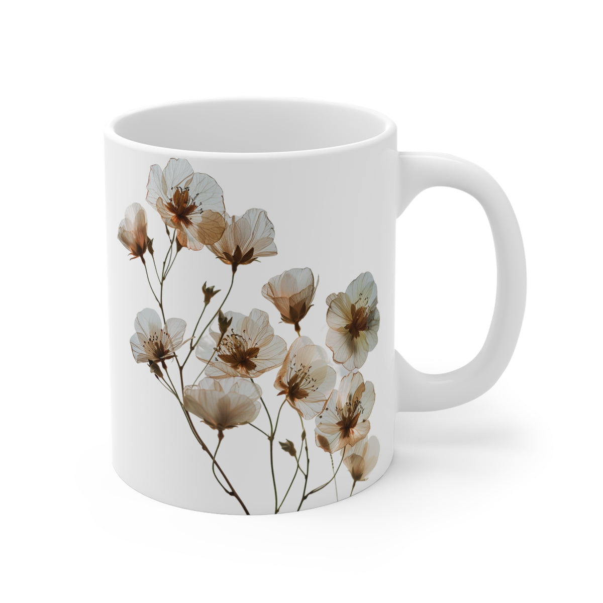 Transparent Flowers Mug, Watercolor Wildflowers Coffee Mug, Gift for her, Spring Mug