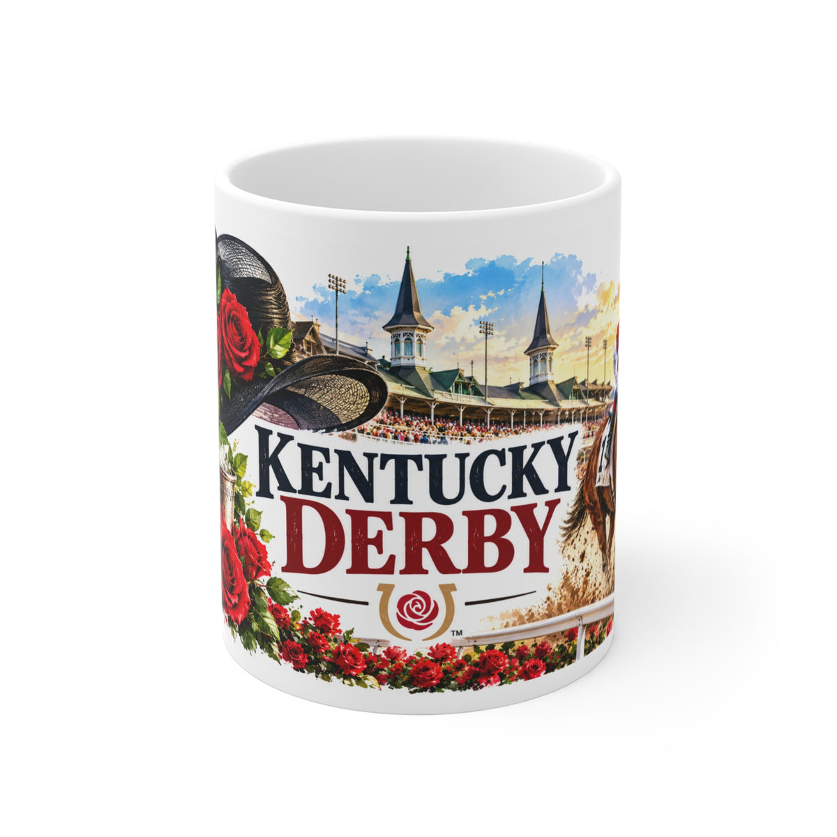 Kentucky Derby 11oz Coffee Mug – Roses & Churchill Downs Souvenir