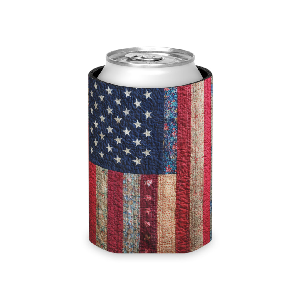 Distressed American Flag Can Cooler | Patriotic Beverage Koozie