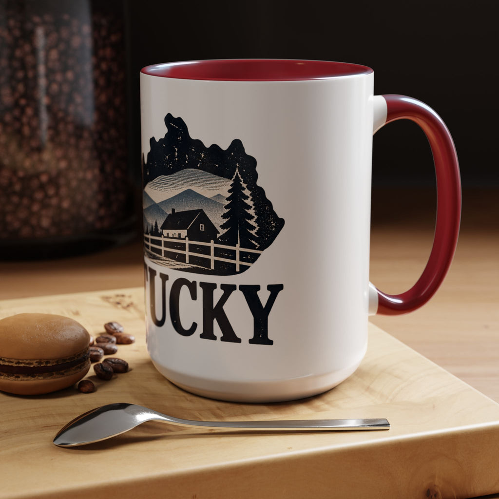 Kentucky Scenic Accent Coffee Mug — Mountain Farm Landscape Ceramic Mug (11/15oz)