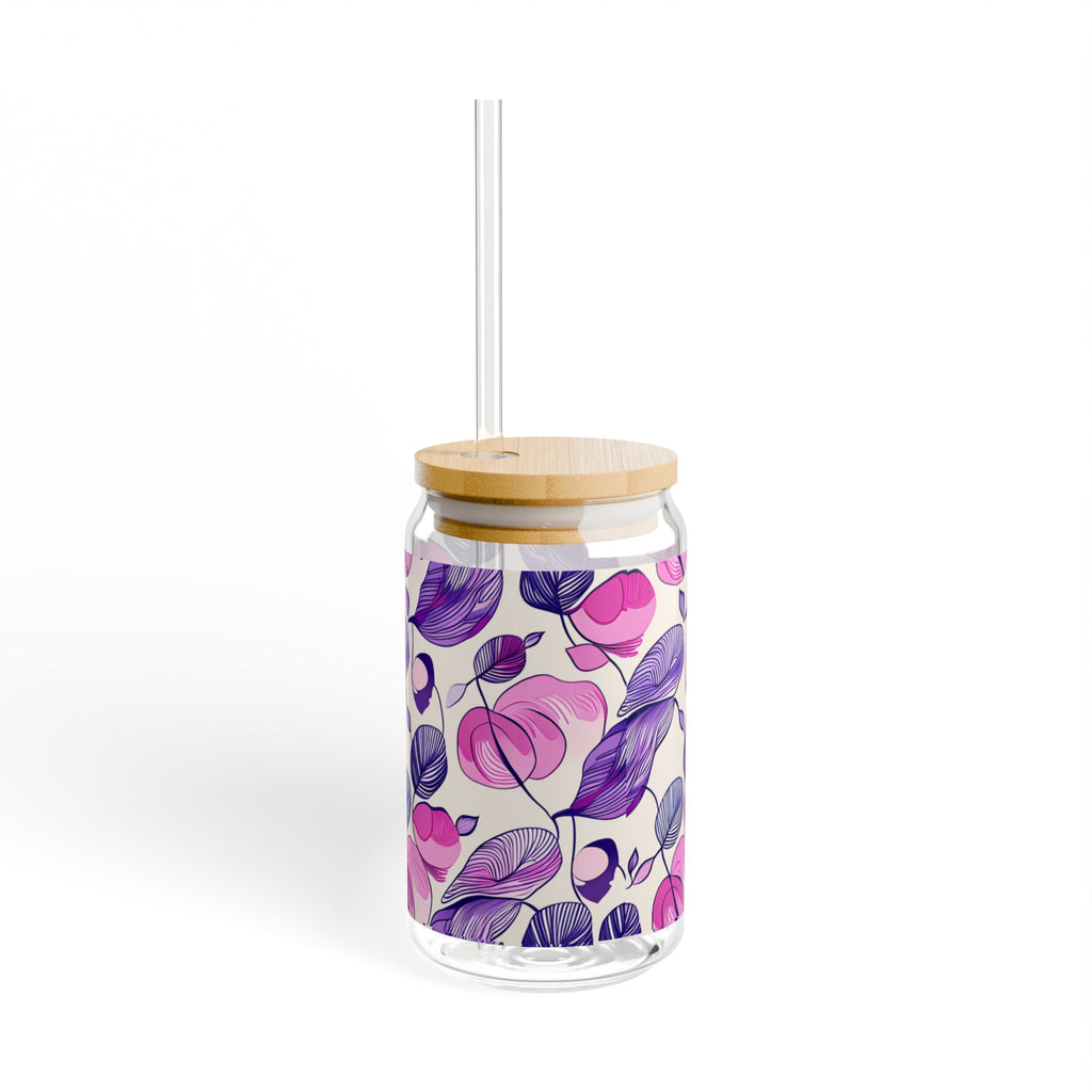 Floral Stained Glass Sipper Glass, 16oz