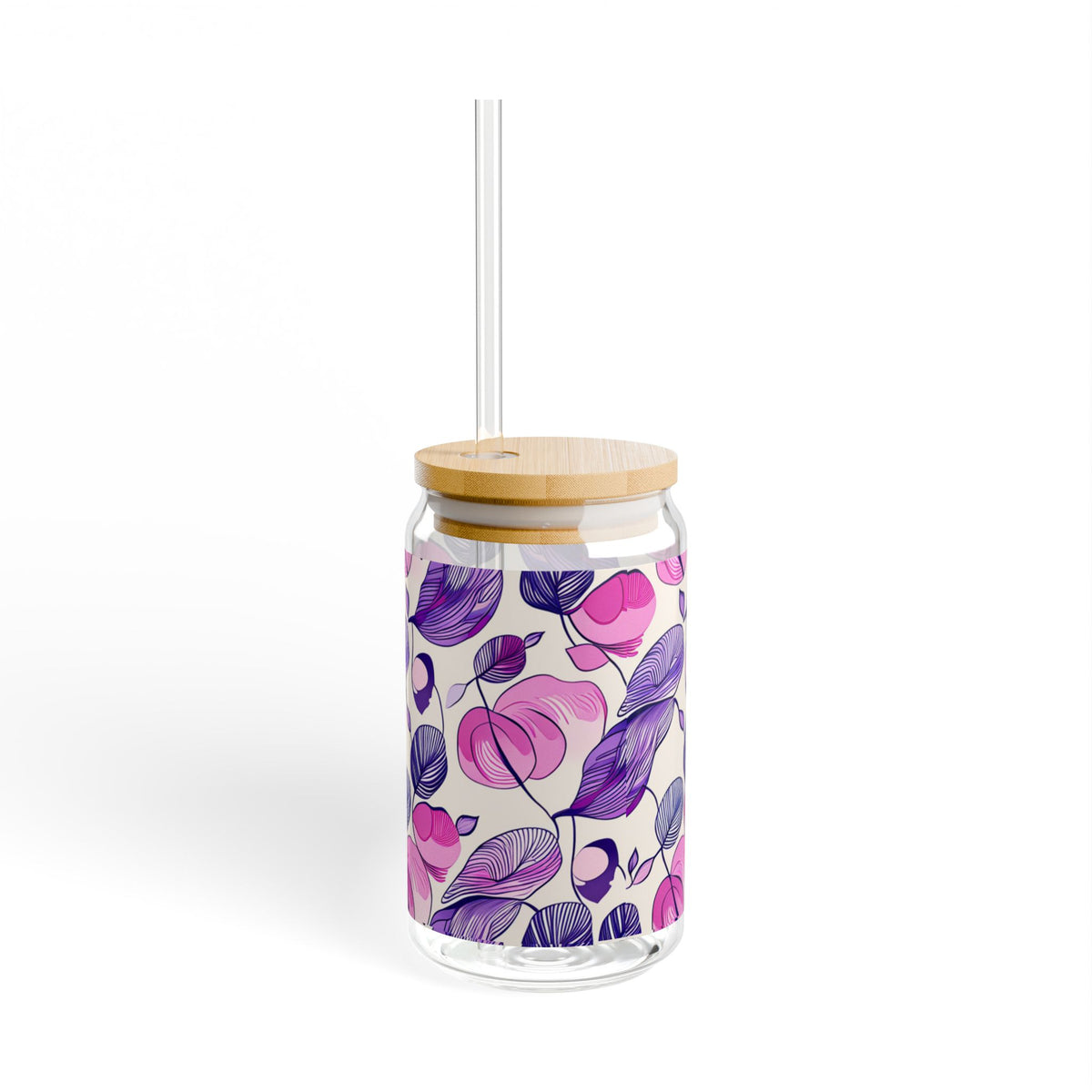 Floral Stained Glass Sipper Glass, 16oz