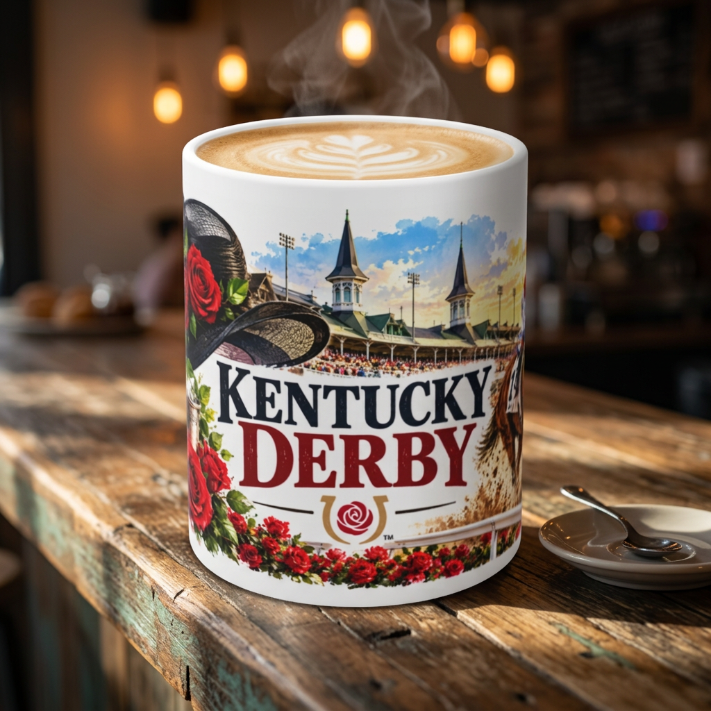 Kentucky Derby 11oz Coffee Mug – Roses & Churchill Downs Souvenir