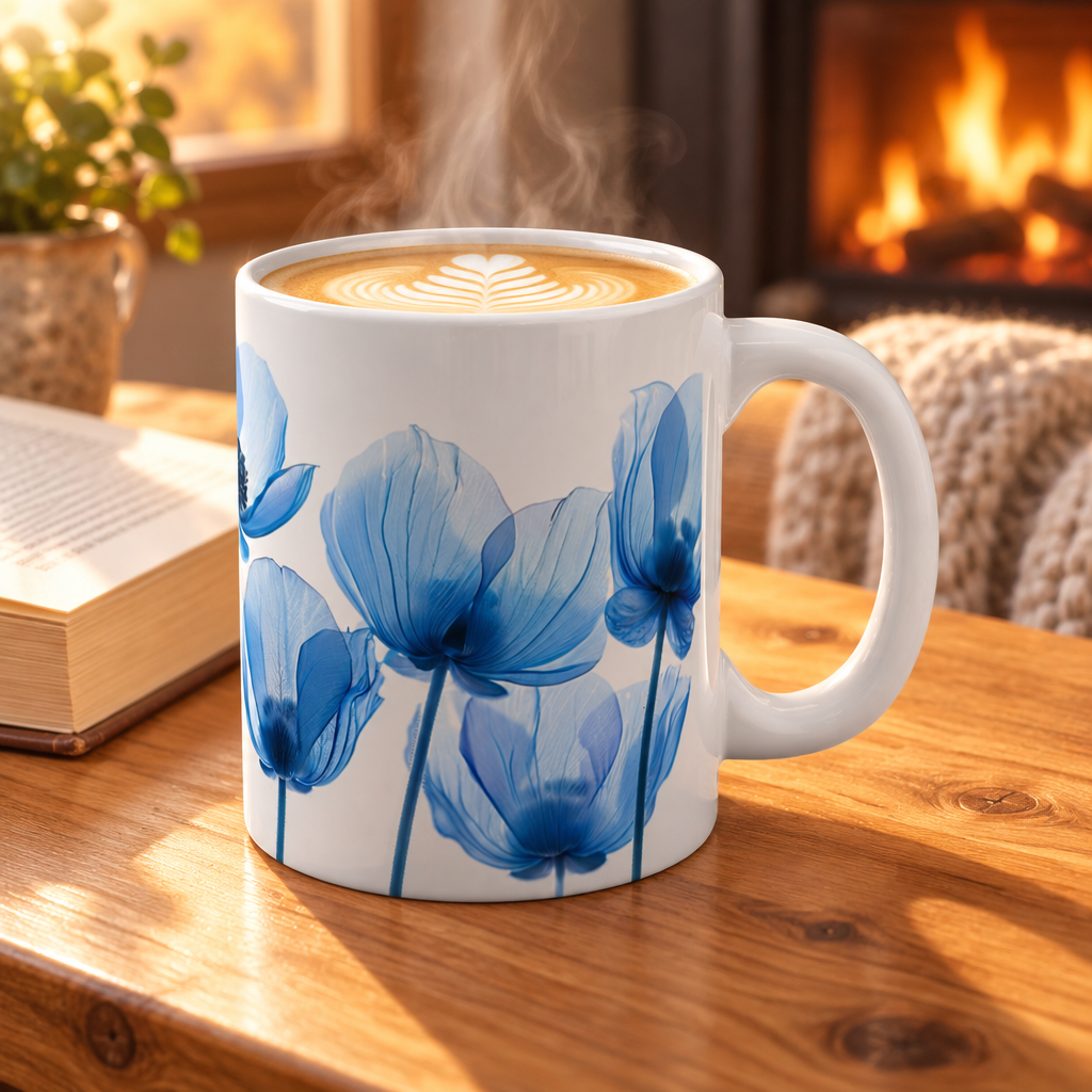 Transparent Flowers Mug, Watercolor Wildflowers Coffee Mug, Gift for her, Spring Mug