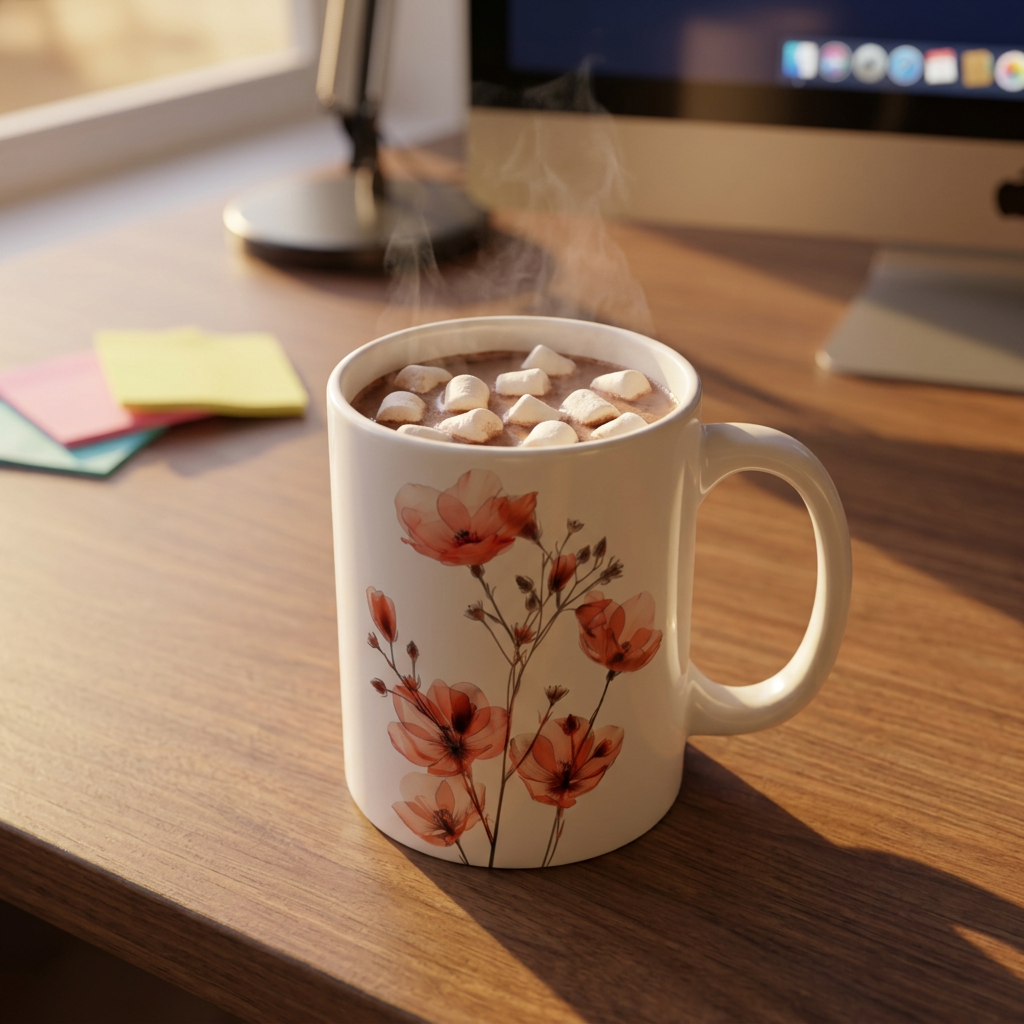 Transparent Flowers Mug, Watercolor Wildflowers Coffee Mug, Gift for her, Spring Mug