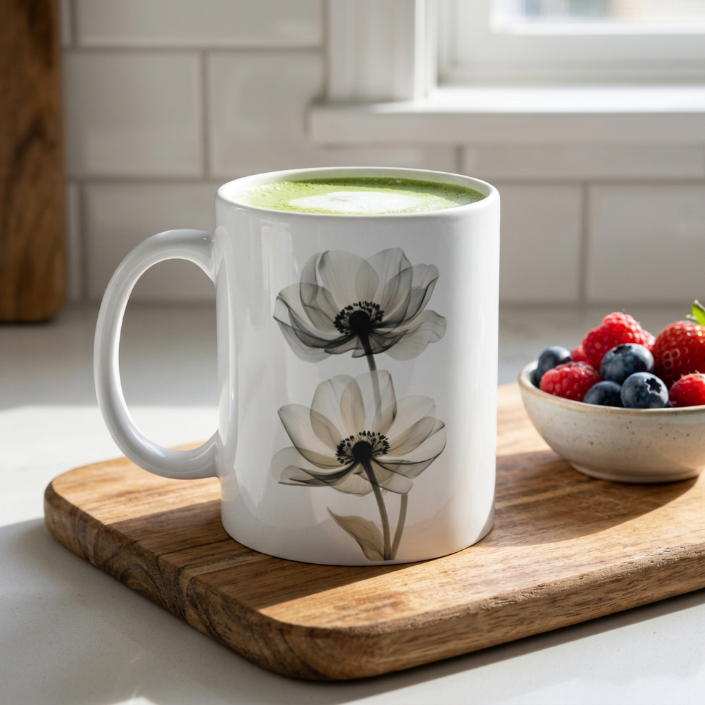 Transparent Flowers Mug, Watercolor Wildflowers Coffee Mug, Gift for her, Spring Mug