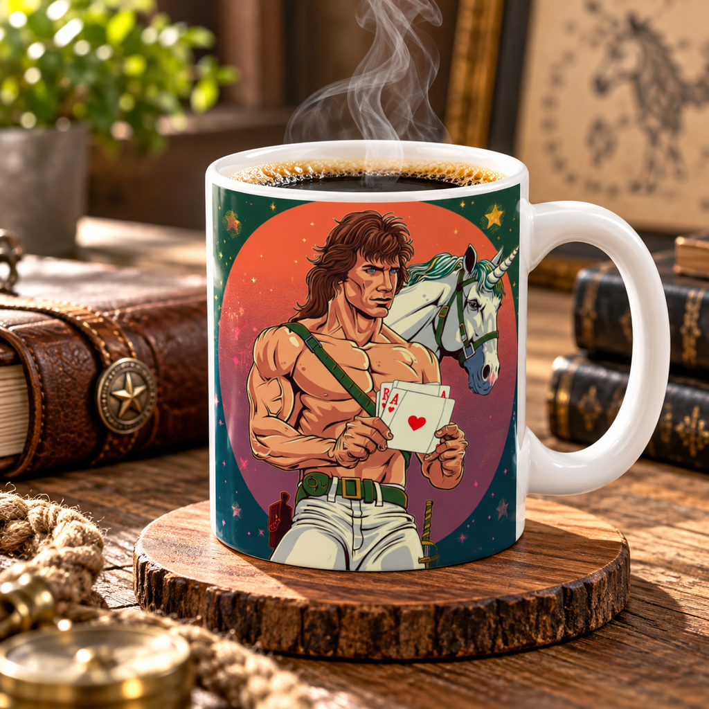 Warrior's Fantasy Mug - Rambo Fantasy - With Unicorn Playing Cards