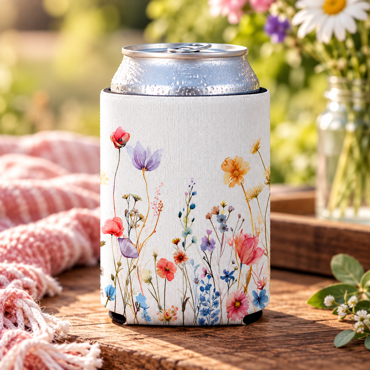Dainty Flower Can Cooler - Koozie for Women