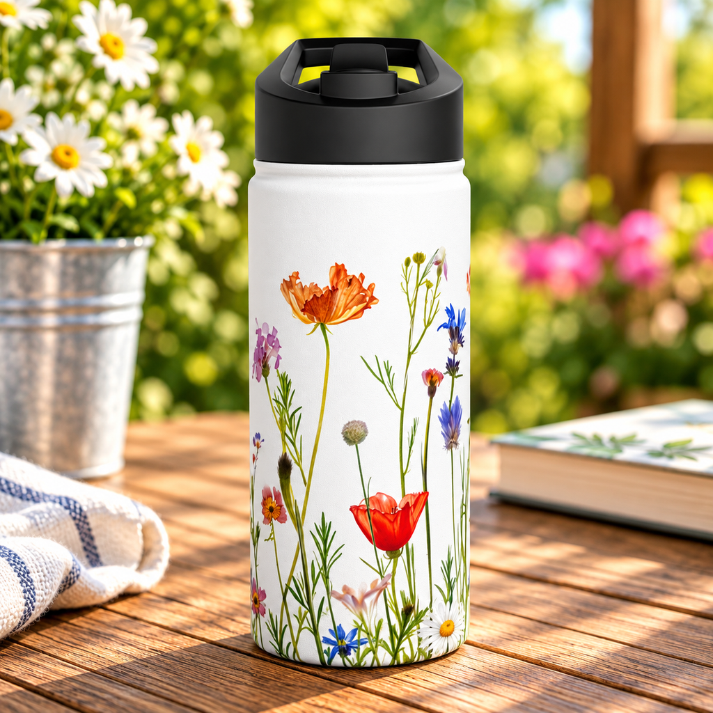 Wildflowers Stainless Steel Water Bottle, Standard Lid