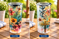 Whimsical Flowers and Cross Tumbler 20oz