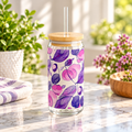 Floral Stained Glass Sipper Glass, 16oz