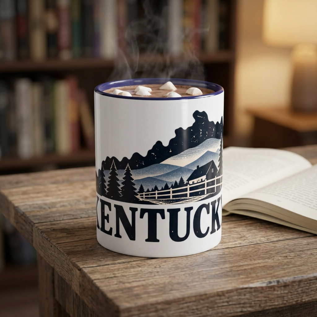 Kentucky Scenic Accent Coffee Mug — Mountain Farm Landscape Ceramic Mug (11/15oz)