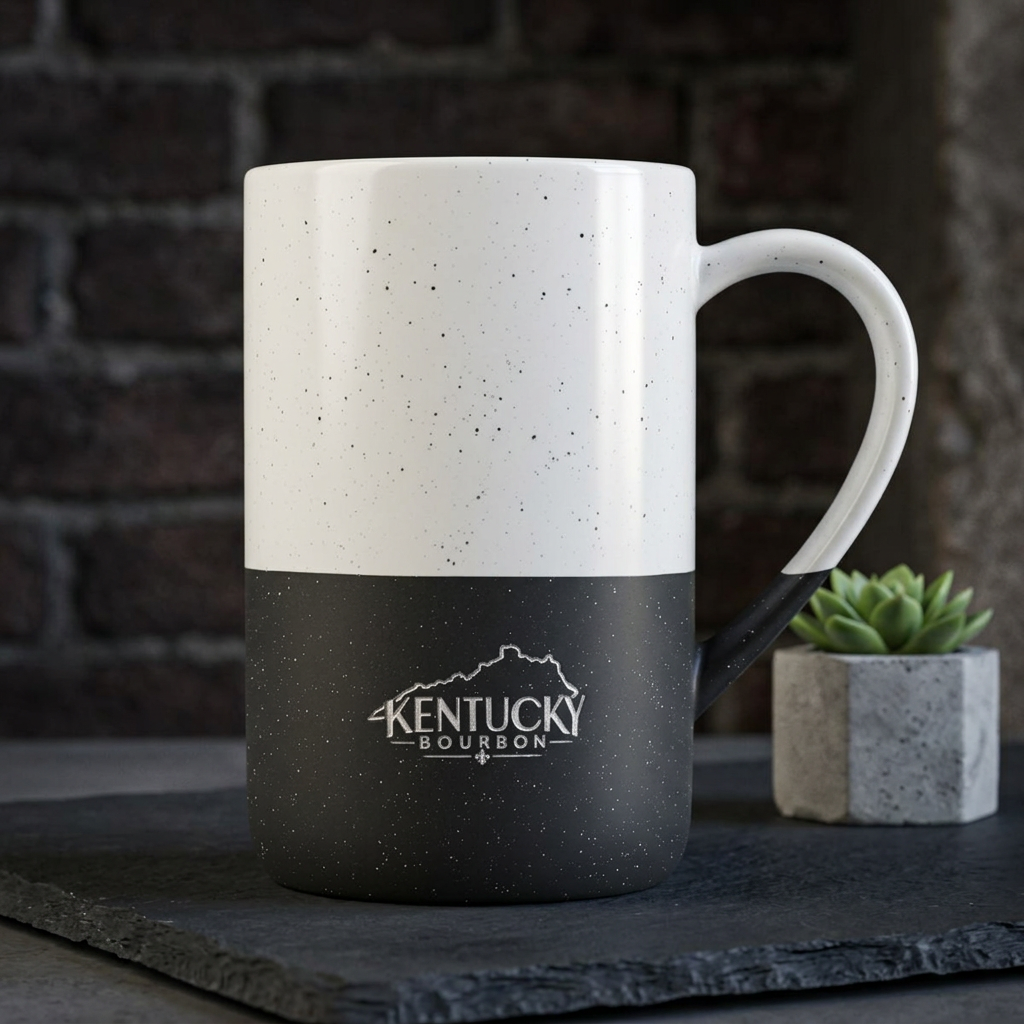 Speckled Wayland Ceramic Mug — 13oz Two-Tone Kentucky Bourbon Engraved Coffee Cup