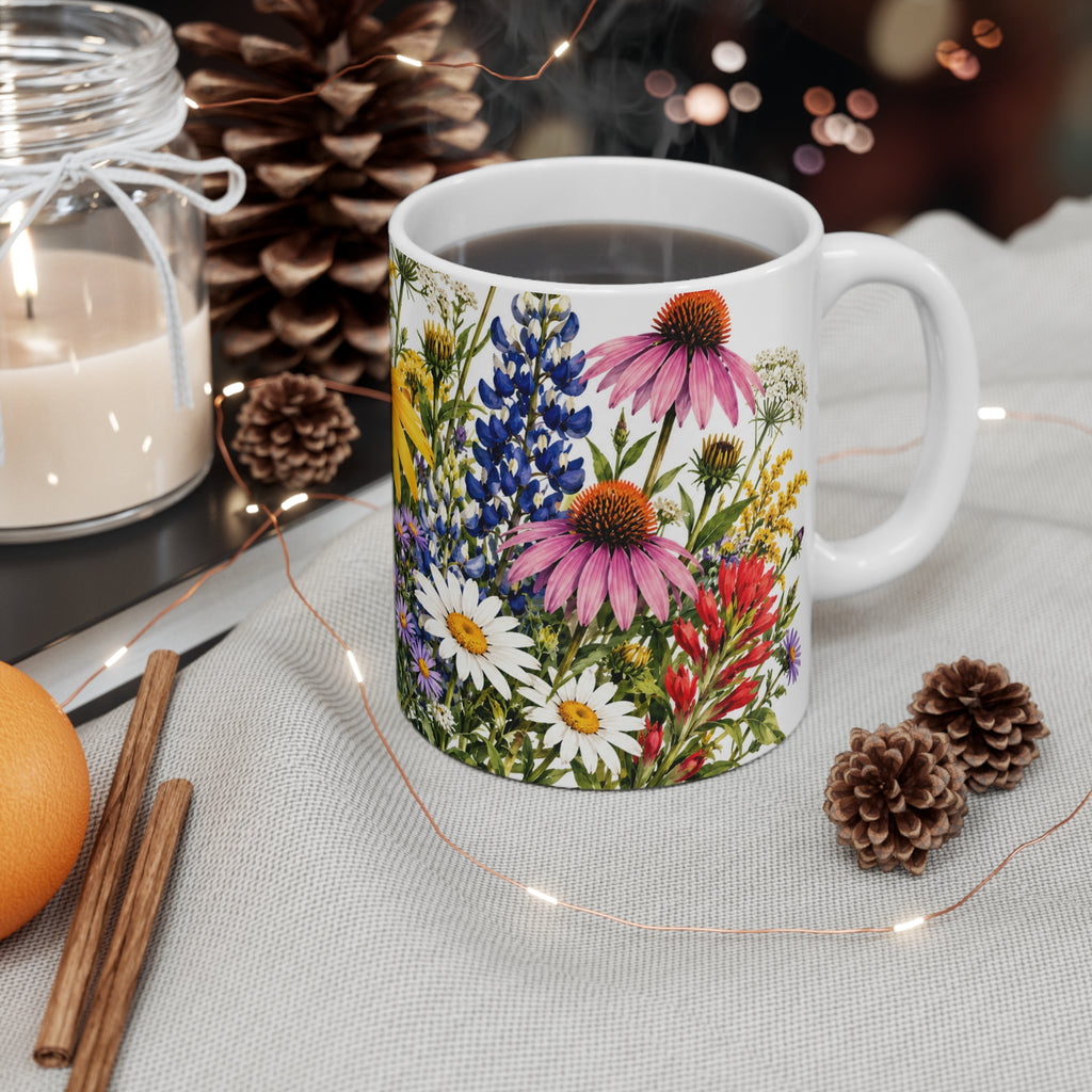 Wildflower Bouquet Mug — Colorful Meadow Floral Coffee Cup (11 oz)