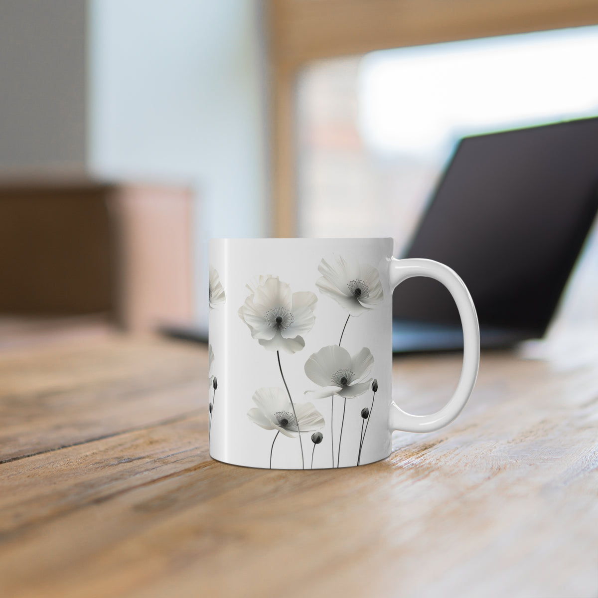Transparent Flowers Mug, Watercolor Wildflowers Coffee Mug, Gift for her, Spring Mug