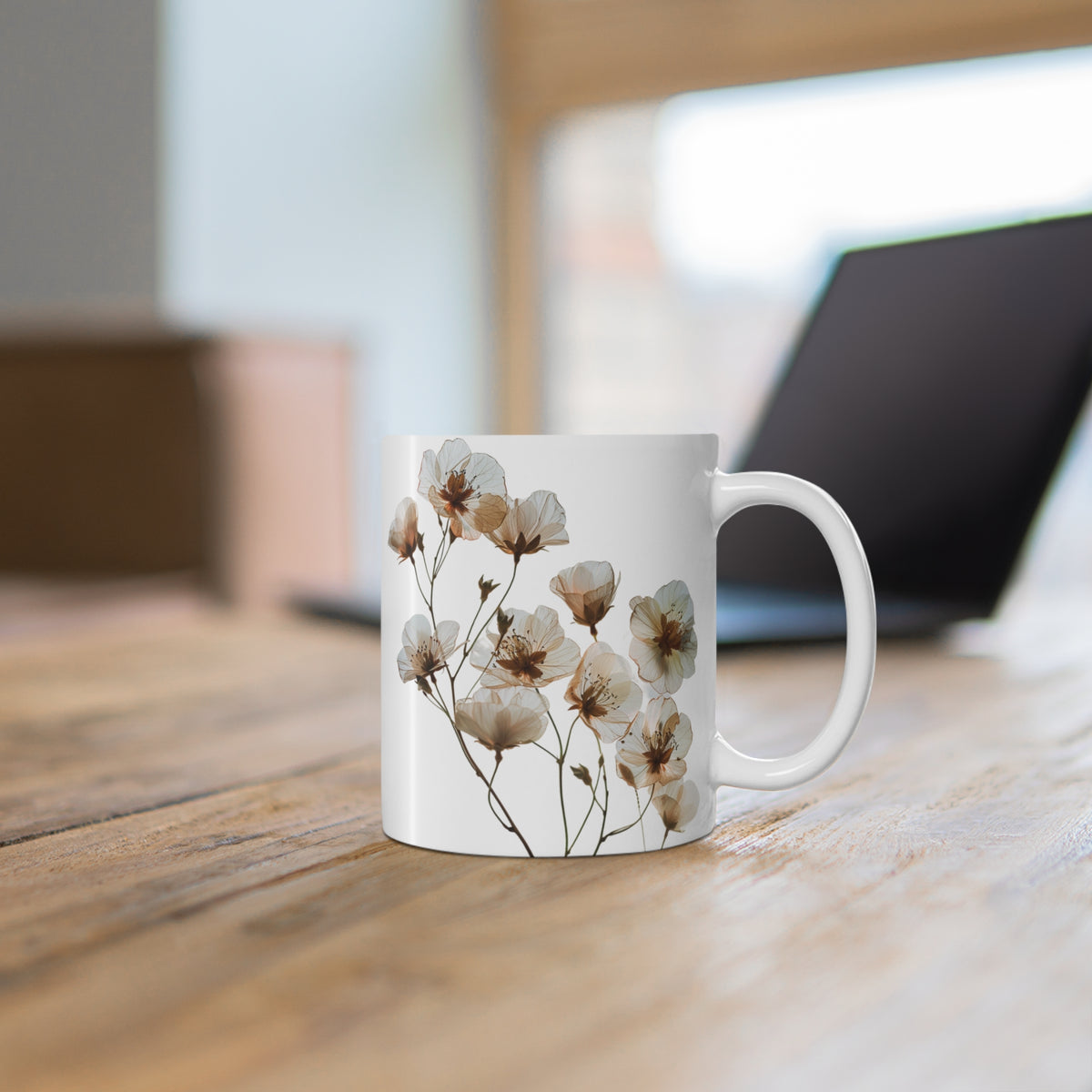 Transparent Flowers Mug, Watercolor Wildflowers Coffee Mug, Gift for her, Spring Mug
