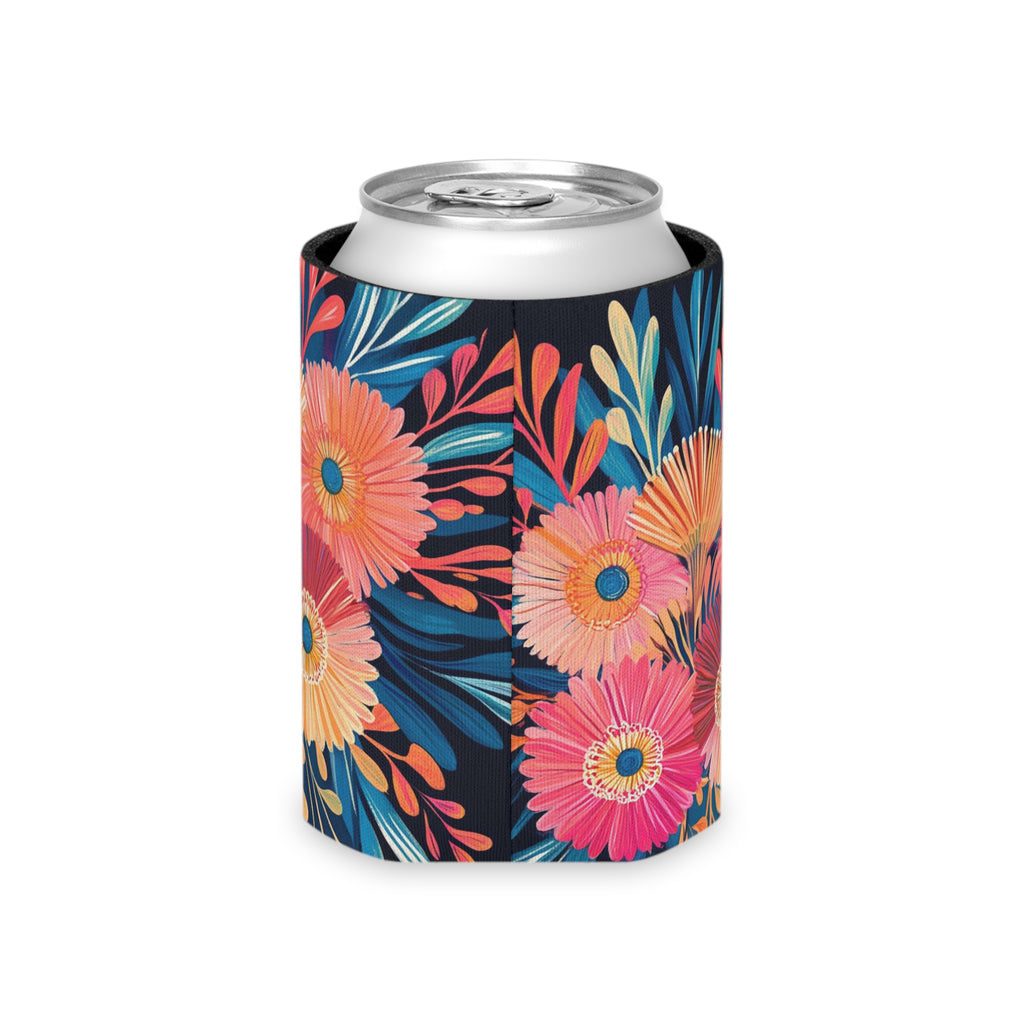 Floral Can Cooler, Insulated Beverage Holder, Summer Drink Sleeve, Flower Print Beer Hugger, Botanical Pattern Slim Can Insulator