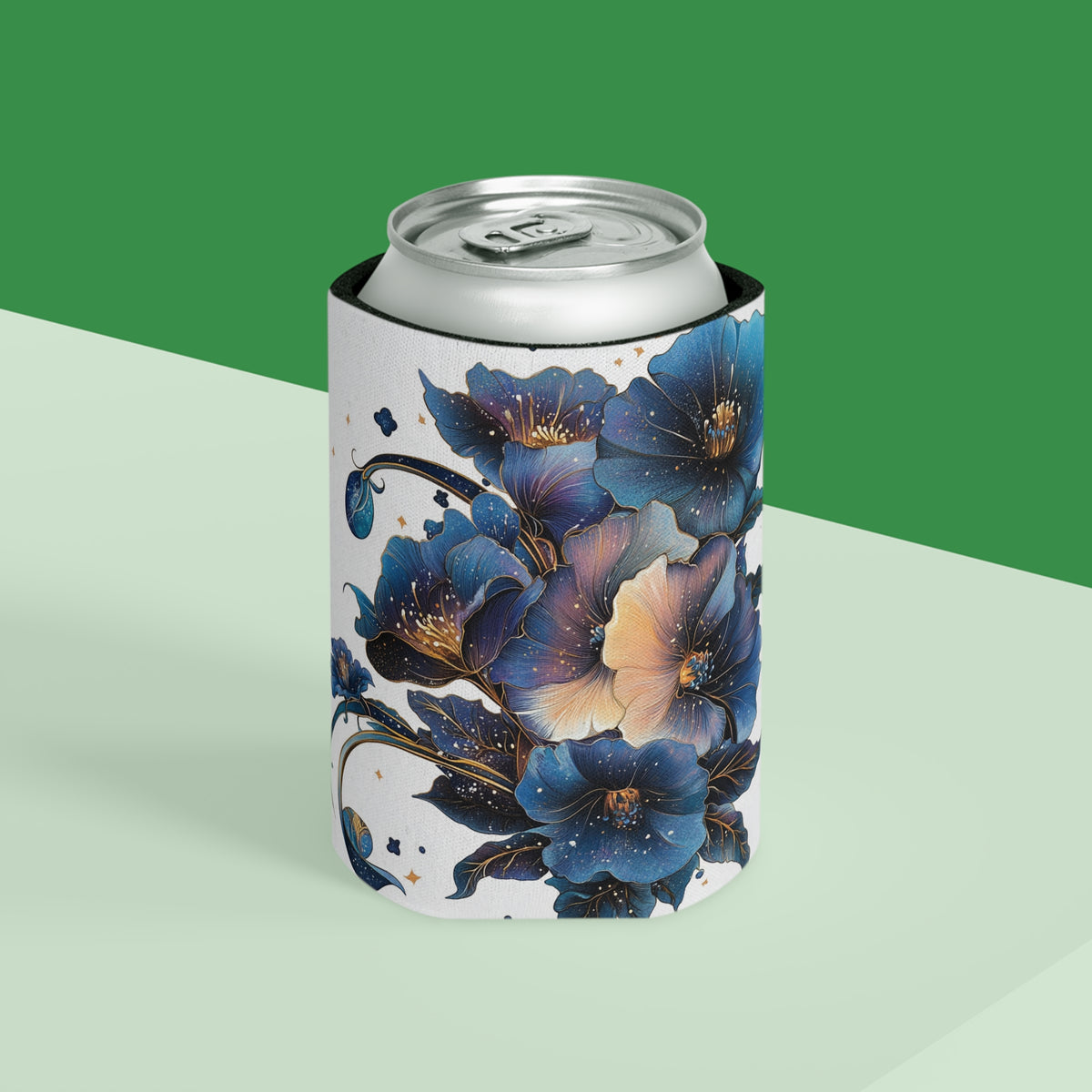 Floral Can Cooler, Flower Pattern Drink Holder, Beverage Insulator Sleeve, Botanical Print Beer Can Cozy, Garden Party Favor