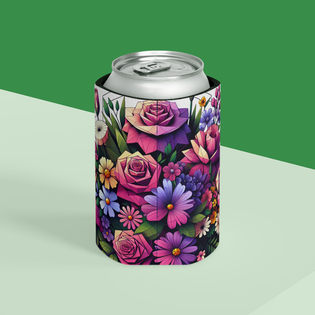 Floral Can Cooler - Drink Sleeve, Beverage Holder, Insulated Coozie, Flower Patterned Coolie, Summer Party Favor