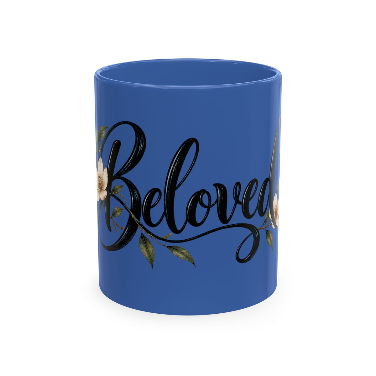 Beloved Ceramic Mug — Floral Script Coffee Cup