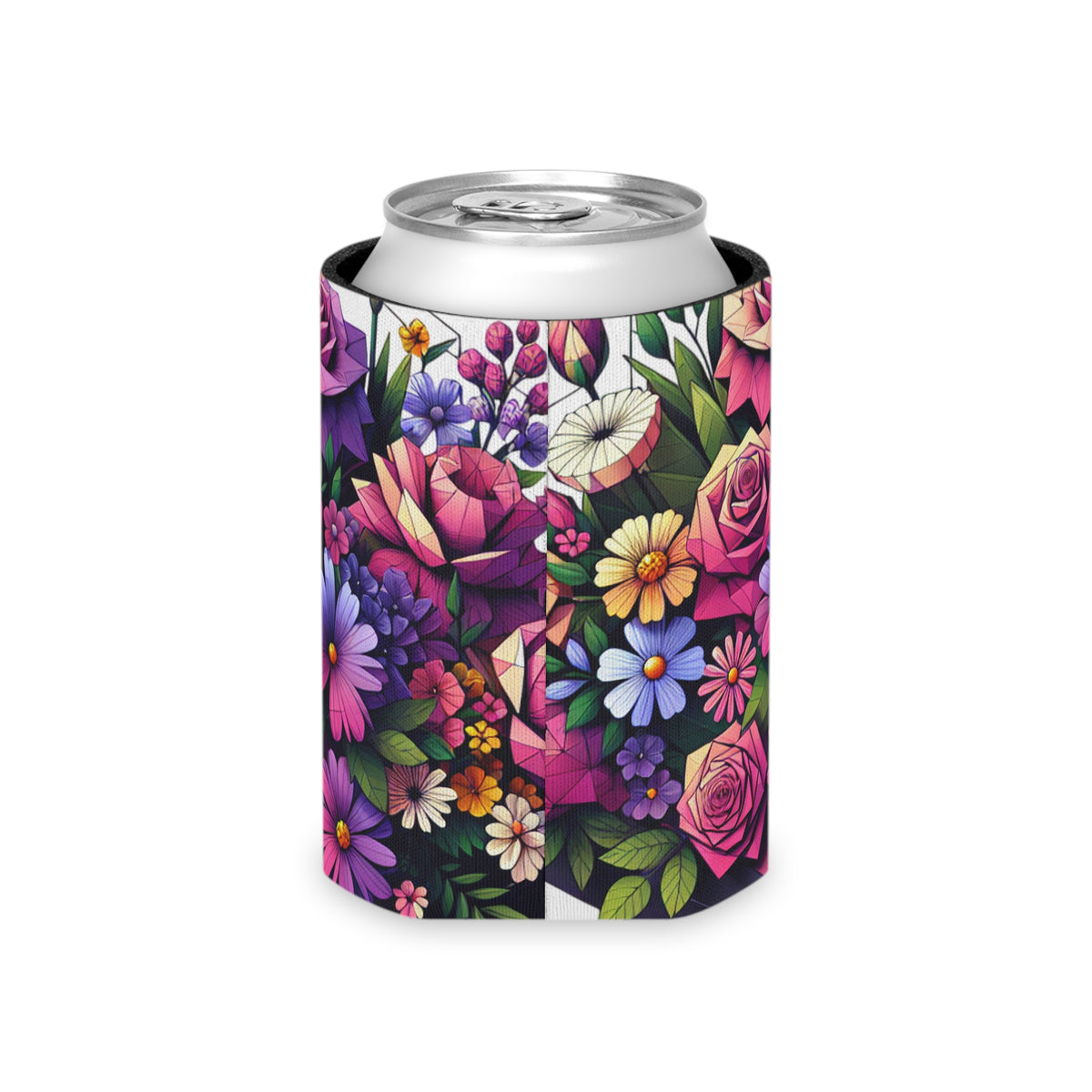 Floral Can Cooler - Drink Sleeve, Beverage Holder, Insulated Coozie, Flower Patterned Coolie, Summer Party Favor
